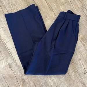 Women’s Navy Wide Leg Pleated Dress Pants High Waist Trousers Size XS NWT